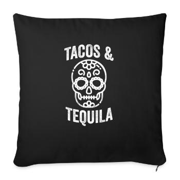 Tacos Tequila Sugar Skull Calavera Alcool Mexicain - Housse de coussin décorative 45 x 45 cm - noir - Devant