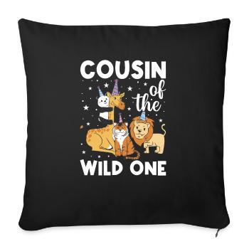 Cousin du Zoo Sauvage Anniversaire Safari Jungle - Housse de coussin décorative 45 x 45 cm - noir - Devant
