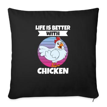 Funny Chicken Saying Chicken - Sofa pillowcase 17,3'' x 17,3'' (45 x 45 cm) - black - Front