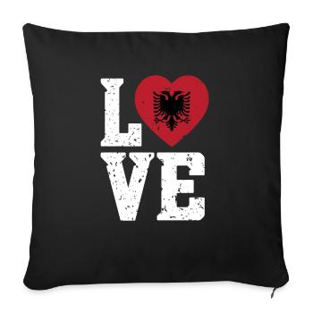 Drapeau albanais Aigle albanais Shqiponja - Housse de coussin décorative 45 x 45 cm - noir - Devant