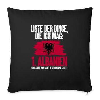 Albanische Flagge Albanischer Adler Shqiponja - Sofakissenbezug 45 x 45 cm - Schwarz - Vorne