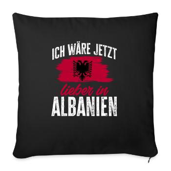 Albanische Flagge Albanischer Adler Shqiponja - Sofakissenbezug 45 x 45 cm - Schwarz - Vorne