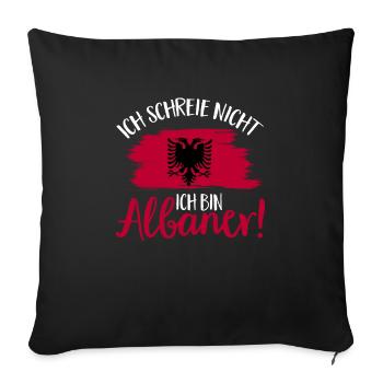 Albanische Flagge Albanischer Adler Shqiponja - Sofakissenbezug 45 x 45 cm - Schwarz - Vorne
