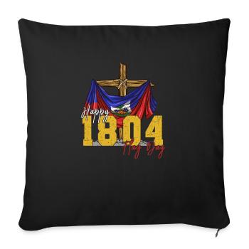 Haïti drapeau haïtien femme princesse je cadeau - Housse de coussin décorative 45 x 45 cm - noir - Devant