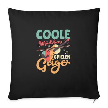 Coole Mädchen Spielen Geige KlassikVioline - Sofakissenbezug 45 x 45 cm - Schwarz - Vorne