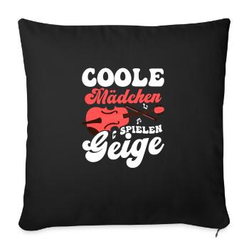 Coole Mädchen Spielen Geige ViolineKlassik - Sofakissenbezug 45 x 45 cm - Schwarz - Vorne