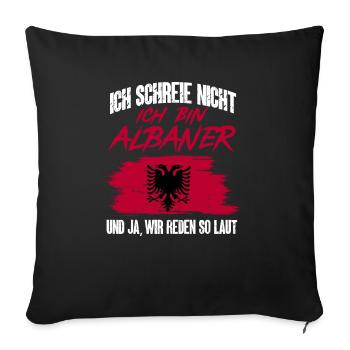 Albanische Flagge Albanischer Adler Shqiponja - Sofakissenbezug 45 x 45 cm - Schwarz - Vorne