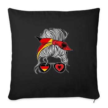 Drapeau albanais Aigle albanais Shqiponja - Housse de coussin décorative 45 x 45 cm - noir - Devant