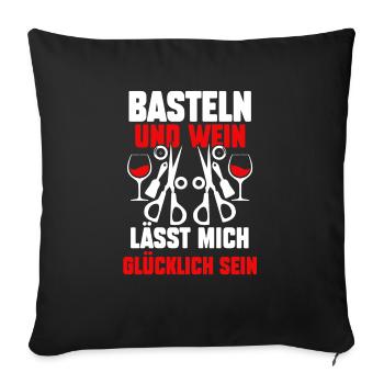 Wein Bastler Basteln - Sofakissenbezug 45 x 45 cm - Schwarz - Vorne