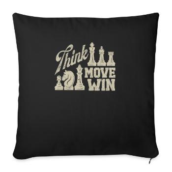 Think Move Win Jeu de société drôle de joueur d’échecs - Housse de coussin décorative 45 x 45 cm - noir - Devant
