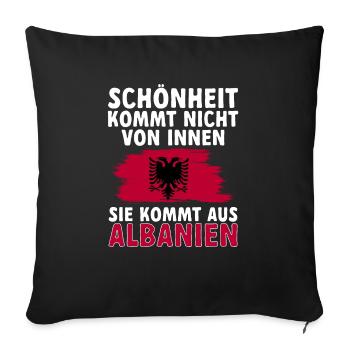 Albanische Flagge Albanischer Adler Shqiponja - Sofakissenbezug 45 x 45 cm - Schwarz - Vorne