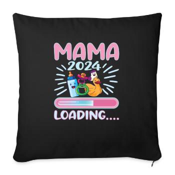 Mama 2024 werdende Mutter Schwangerschaft - Sofakissenbezug 45 x 45 cm - Schwarz - Vorne