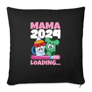 Mama 2024 werdende Mutter Schwangerschaft - Sofakissenbezug 45 x 45 cm - Schwarz - Vorne