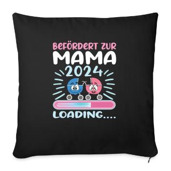 Mama 2024 werdende Mutter Schwangerschaft - Sofakissenbezug 45 x 45 cm - Schwarz - Vorne