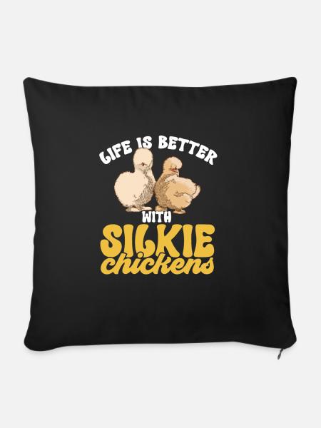 Seidenhuhn Silkie Chicken - Sofakissenbezug 45 x 45 cm - Schwarz