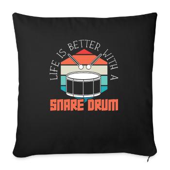 Snare Drum Musical Instrument Musician Drummer - Sofa pillowcase 17,3'' x 17,3'' (45 x 45 cm) - black - Front