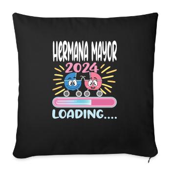 Schwester 2024 Hermana Mayor 2024 - Sofakissenbezug 45 x 45 cm - Schwarz - Vorne