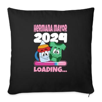 Schwester 2024 Hermana Mayor 2024 - Sofakissenbezug 45 x 45 cm - Schwarz - Vorne