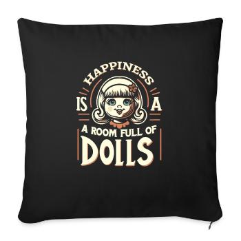 Doll Lover Collectible Dolls Vintage Porcelain - Sofa pillowcase 17,3'' x 17,3'' (45 x 45 cm) - black - Front