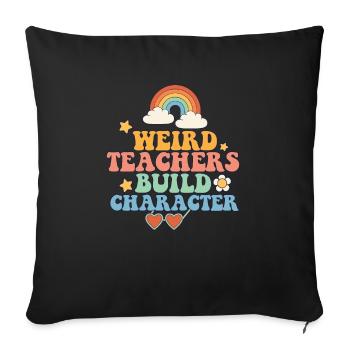 Des enseignants bizarres construisent un personnage à l’école groovy - Housse de coussin décorative 45 x 45 cm - noir - Devant
