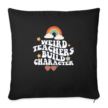 Des enseignants bizarres construisent un personnage à l’école groovy - Housse de coussin décorative 45 x 45 cm - noir - Devant
