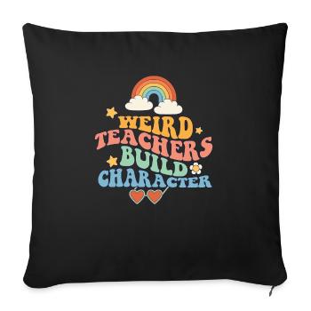 Des enseignants bizarres construisent un personnage à l’école groovy - Housse de coussin décorative 45 x 45 cm - noir - Devant