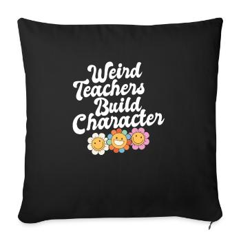 Des enseignants bizarres construisent un personnage à l’école groovy - Housse de coussin décorative 45 x 45 cm - noir - Devant