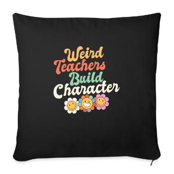 Des enseignants bizarres construisent un personnage à l’école groovy - Housse de coussin décorative 45 x 45 cm - noir - Devant