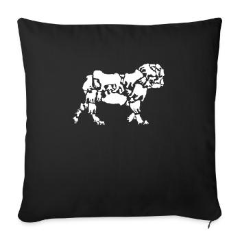 Mops Hund Mama Mops Papa - Sofakissenbezug 45 x 45 cm - Schwarz - Vorne