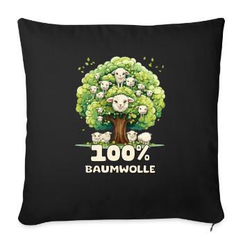 Lustiges Wortspiel; 100 % Baumwolle - Sofakissenbezug 45 x 45 cm - Schwarz - Vorne