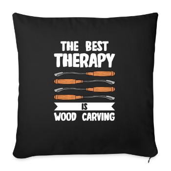 Wood Shining Wood Carving - Sofa pillowcase 17,3'' x 17,3'' (45 x 45 cm) - black - Front