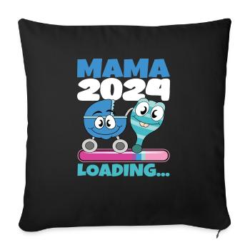 Mama 2024 werdende Mutter Schwangerschaft - Sofakissenbezug 45 x 45 cm - Schwarz - Vorne