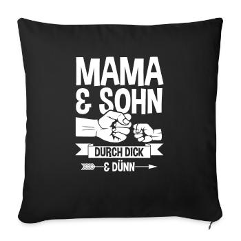 Mutter Muttertag Mama und Sohn - Sofakissenbezug 45 x 45 cm - Schwarz - Vorne