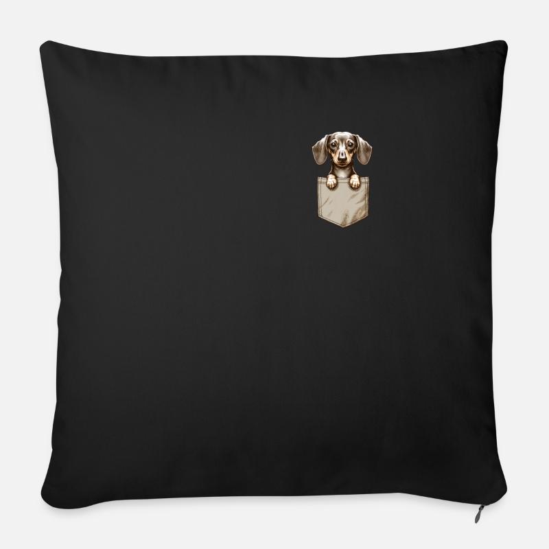 Taschendackel – Charmantes Hundemotiv - Sofakissenbezug 45 x 45 cm - Schwarz