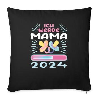 Mama 2024 werdende Mutter Schwangerschaft - Sofakissenbezug 45 x 45 cm - Schwarz - Vorne