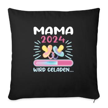 Mama 2024 werdende Mutter Schwangerschaft - Sofakissenbezug 45 x 45 cm - Schwarz - Vorne