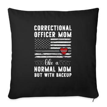 Justizvollzugsbeamter Mutter Herz Amerikanische Flagge - Sofakissenbezug 45 x 45 cm - Schwarz - Vorne