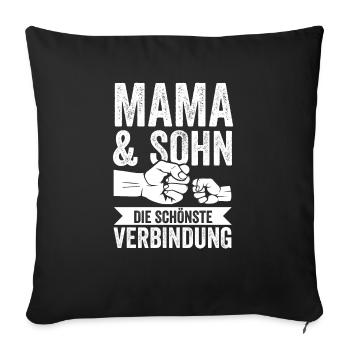 Mutter Muttertag Mama und Sohn - Sofakissenbezug 45 x 45 cm - Schwarz - Vorne