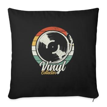 Vinyl Record Vintage DJ Gift - Sofa pillowcase 17,3'' x 17,3'' (45 x 45 cm) - black - Front