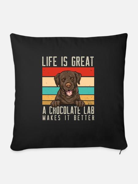 Chocolate Labrador Retriever Hund - Sofakissenbezug 45 x 45 cm - Schwarz