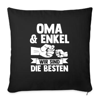 Oma Großmutter und Enkel - Sofakissenbezug 45 x 45 cm - Schwarz - Vorne