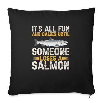 Pêche au saumon Pêcheur de saumon - Housse de coussin décorative 45 x 45 cm - noir - Devant