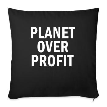 Citation de la planète sur le profit pour protéger l’environnement - Housse de coussin décorative 45 x 45 cm - noir - Devant