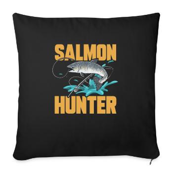 Pêche au saumon Pêcheur de saumon - Housse de coussin décorative 45 x 45 cm - noir - Devant