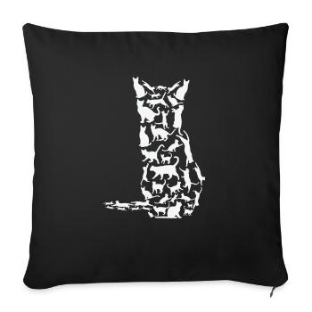 Katzenbesitzer Katzenliebhaber Silhouette - Sofakissenbezug 45 x 45 cm - Schwarz - Vorne