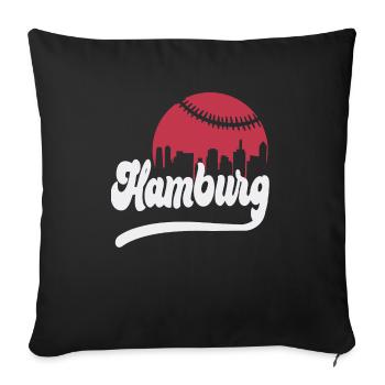 Ligne d’horizon du baseball Hambourg - Housse de coussin décorative 45 x 45 cm - noir - Devant