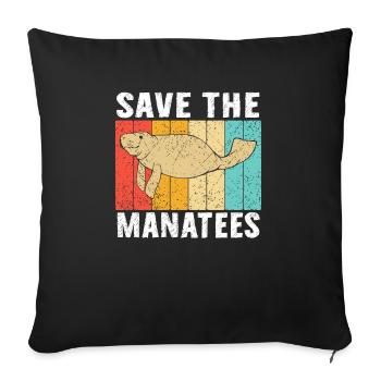 Sauvons les lamantins Animaux aquatiques Lamantins - Housse de coussin décorative 45 x 45 cm - noir - Devant