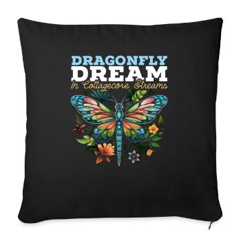 Cottagecore Esthétique Libellule Amante Gobelin - Housse de coussin décorative 45 x 45 cm - noir - Devant