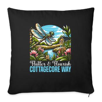 Cottagecore Esthétique Libellule Amante Gobelin - Housse de coussin décorative 45 x 45 cm - noir - Devant