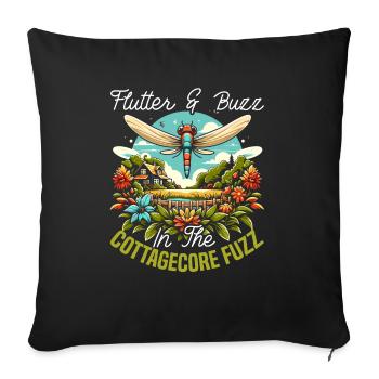 Cottagecore Ästhetik Libellenliebhaber Goblincore - Sofakissenbezug 45 x 45 cm - Schwarz - Vorne
